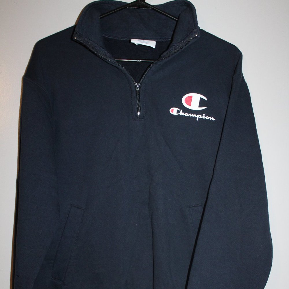 Champion Reverse Weave Men's 1/4 zip Pullover Navy Blue Sweatshirt Size Medium